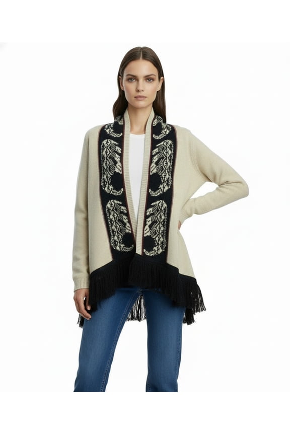 Long Fringe Cardigan Sweater