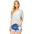thumbnail image 1 of Double Zero Women's Surplice V-Neck Soft Casual Top (L, Pearl Gray), 1 of 3
