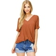 thumbnail image 1 of Double Zero Women's Surplice V-Neck Soft Casual Top (Rust, Medium), 1 of 3