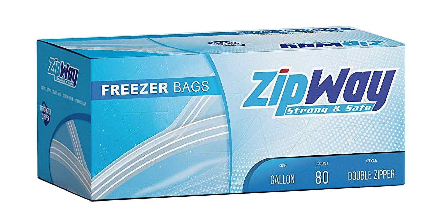 Double Zipper Food Storage Freezer Bags Organizer, 1 Gallon, 80 Count