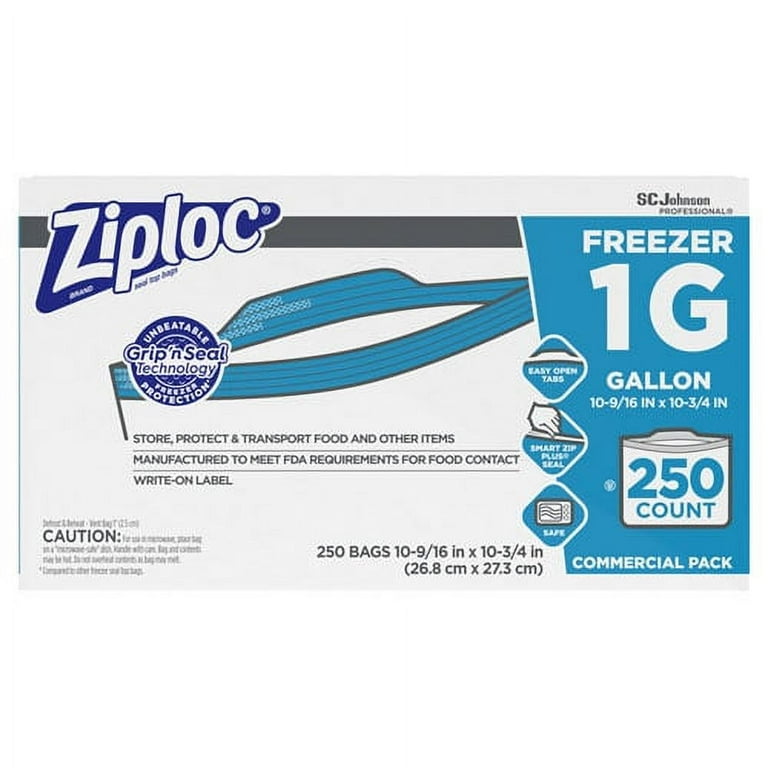 Double Zipper Freezer Bags, 1 gal, 2.7 mil, 10.56 Double Zipper Freezer Bags, 1 gal, 2.7 mil, 10.56