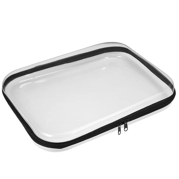 Double Zipper Hard Plastic Cosmetic Case, Portable Travel Organizer for Makeup Tools Toiletries, Multi-Functional Zipper Storage Box for Toys Pencils, Crushproof Pvc, A Storage Box