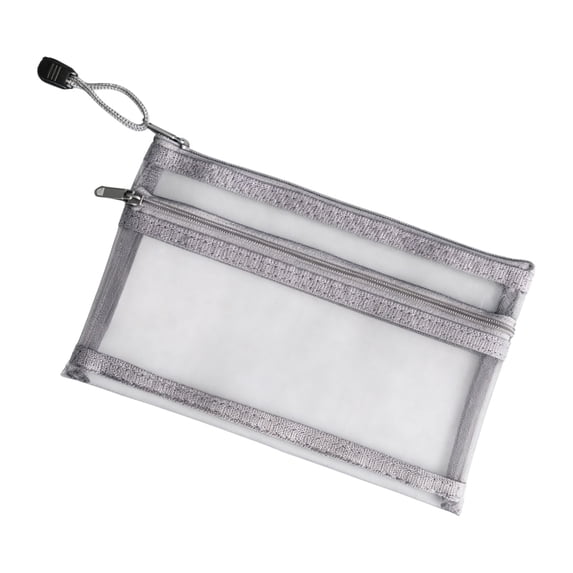 Double Zipper Mesh Pouches With See Through Design, Large Capacity Nylon Zipper Bags For Puzzle Storage And Office Supplies, Multipurpose Clear Pouches For Travel And Cosmetics