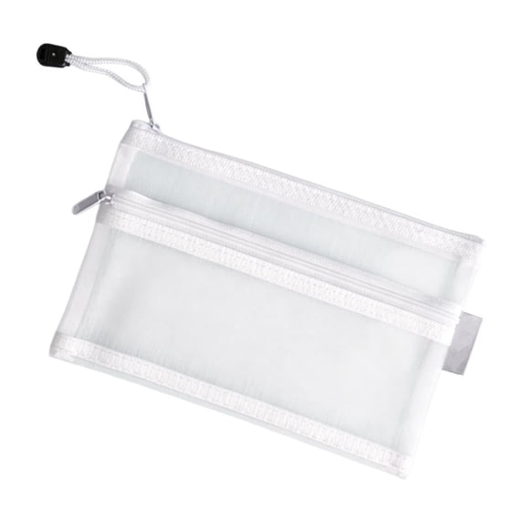 Double Zipper Mesh Pouches With See Through Design, Large Capacity Nylon Zipper Bags For Puzzle Storage And Office Supplies, Multipurpose Clear Pouches For Travel And Cosmetics