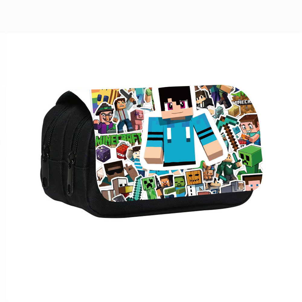 Double Zipper Minecraft Pencil Pouch – Big Capacity Pixel Pattern ...