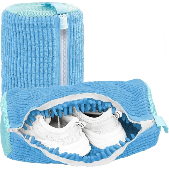 Double-Zipper Sneaker Cleaning Bag - Secure Locking System, Breathable Mesh Inside