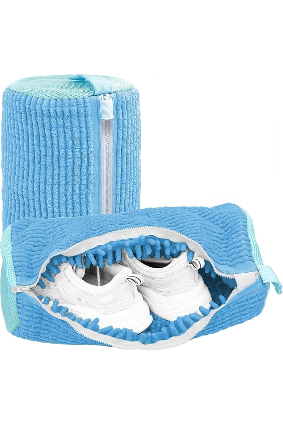 Double-Zipper Sneaker Cleaning Bag - Secure Locking System, Breathable Mesh Inside