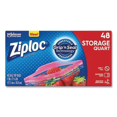 Double Zipper Storage Bags 1 Qt 1.75 Mil 9.63" X 8.5" Clear 48/box