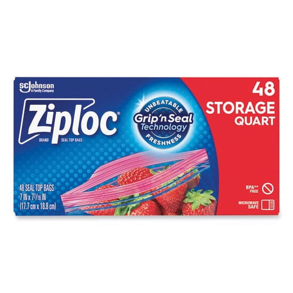 Double Zipper Storage Bags, 1 Qt, 1.75 Mil, 9.63