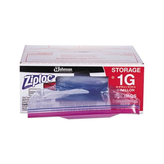 Double Zipper Storage Bags 1 gal, 1.75 mil, 10.56" x 10.75", Clear, 250/Box
