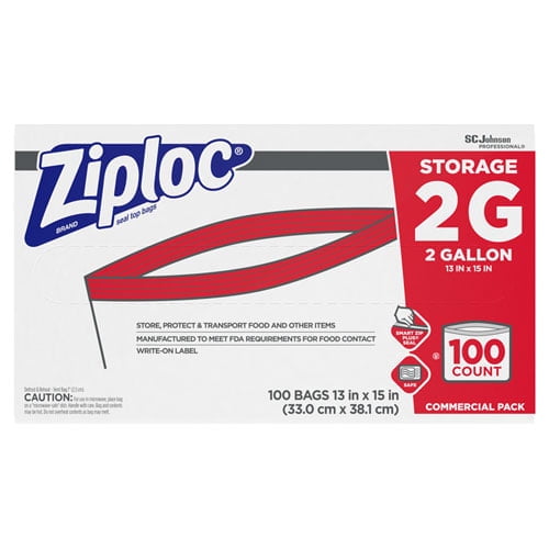 Double Zipper Storage Bags, 2 gal, 1.75 mil, 15 Double Zipper Storage Bags, 2 gal, 1.75 mil, 15