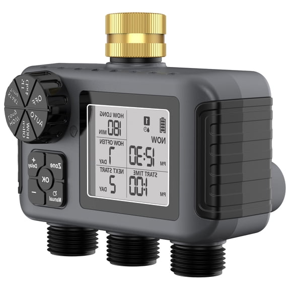 Double Zone Automatic Water Timer For Outdoor Plant Large Screen Interfaces Flexible Scheduling Garden Irrigation Equipment