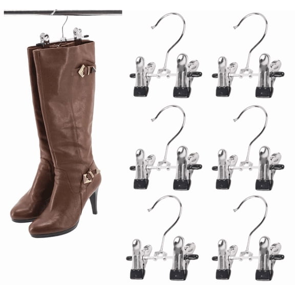 Double adjustable shoe hanger, space saving boot sock bag hanging clip boot rack boot storage, set of 6
