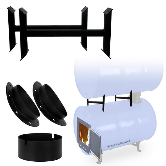 Sonret Double Barrel Stove Adapter Kit  For 30 to 55 Gallon Drums - Adapter Kit - Camping Equipment Barrel Stove Kits - Fire Wood Camp Stove Barrel Woodstove Kit for Emergency Heating & Cooking