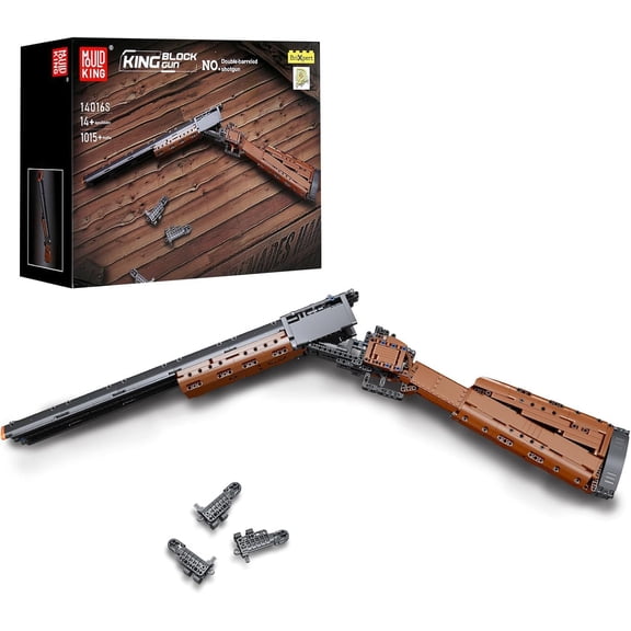 Double-barreled Shotgun Building Block, 1015 PCS Military Weapon Building Set, Simulation Blaster Collectible Gun Model