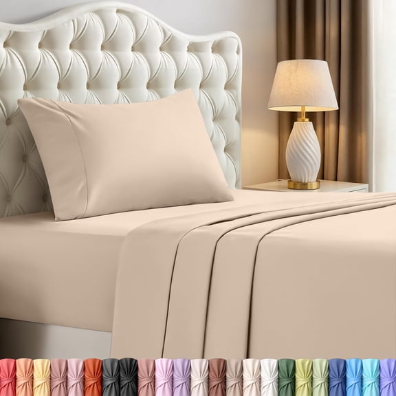 Double bed sheet set – 3-piece set, suitable for double beds, made of soft and breathable microfiber, includes 1 fitted sheet, 1 sheet and 1 pillowcase.