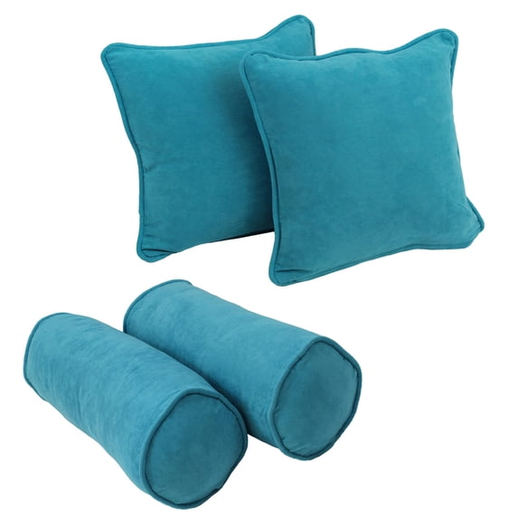 Double-corded Solid Microsuede Throw Pillows with Inserts (Set of 4) 9818-CD-S4-MS-AB