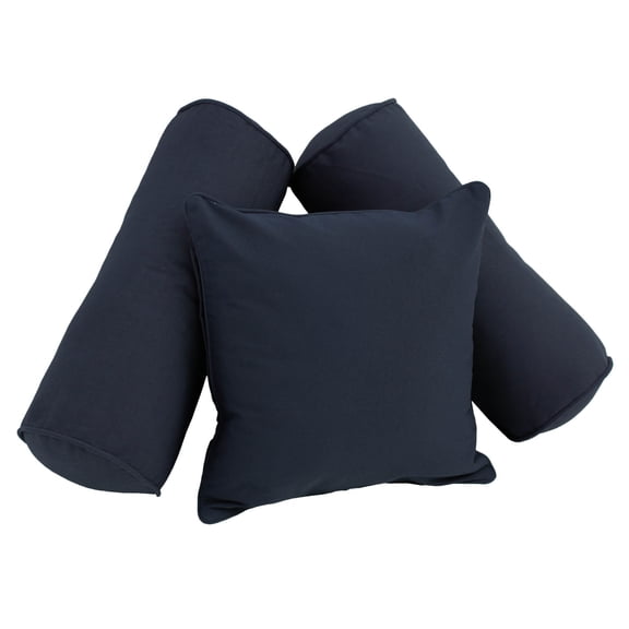 Double-corded Solid Twill Throw Pillows with Inserts (Set of 3) - Navy