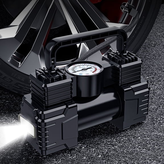 Double-cylinder Pointer Models Car Pump Portable High-power Car Tire Pump 12V Multi-function High-pressure Tire Inflator Pump