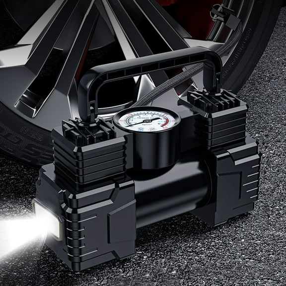 Double-cylinder Portable Car Tire Inflator Pump with Digital Pressure Gauge, Multi-function High-Power 12V Air Compressor with USB Charging, Suitable for Vehicles, Bikes, and Sports Equipment