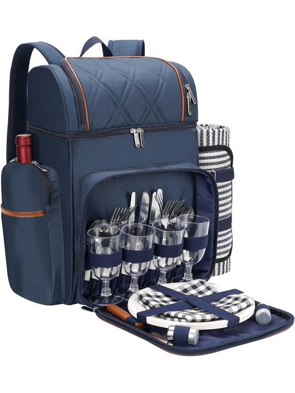 Double decker picnic backpack for beach, camping, and park. Different colors to choose from