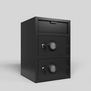 Double-door tipping cabinet Digital Depository Safe Made of Carbon Steel Electronic Code Lock Depository Safe with Deposit Slot Depository Box for Home Hotel Restaurant and Office