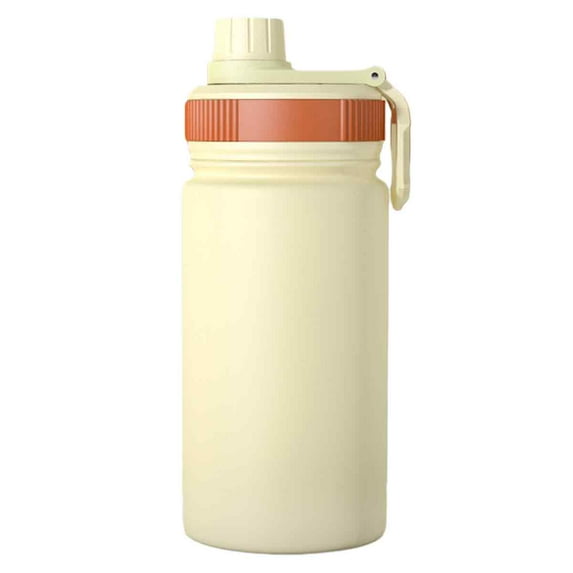 Double drink thermos cup stainless steel girls sports straw cup thermos cup - beige