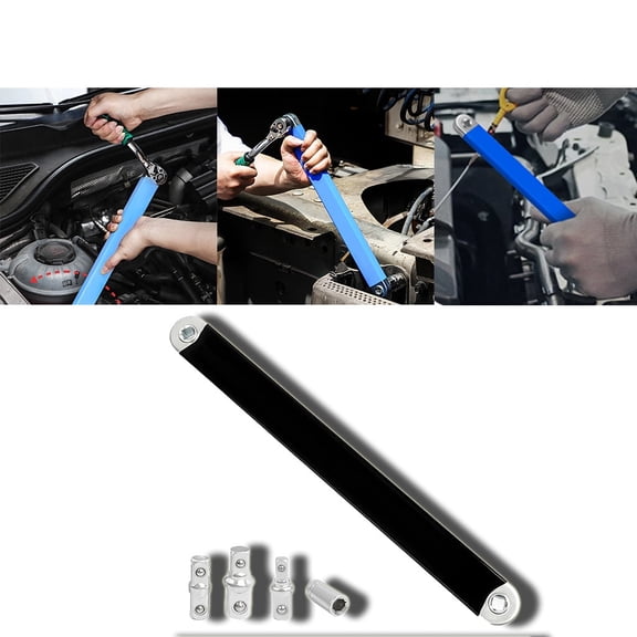 Double-ended Drive Ratchet Wrench Extender, Tight Reach Extension Wrench Set with 1/2", 1/4" and 3/8" Square Drive Adapter for Air Refrigeration Tools, Auto Repair, Black