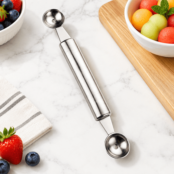 Double-ended Melon Baller, Premium Thickened Stainless Steel Fruit Scoop, DIY Fruit Platter Ball Tool Scooper, Reusable Ice Cream Scooper for Watermelon Honeydew Dessert Platter Decoration
