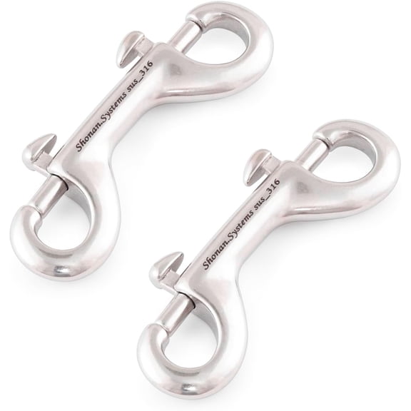 Double-ended quick-release hook, 2-pack heavy-duty double-ended trigger quick-release, stainless steel 316 marine-grade metal clip, suitable for diving, dog leash, feed bucket