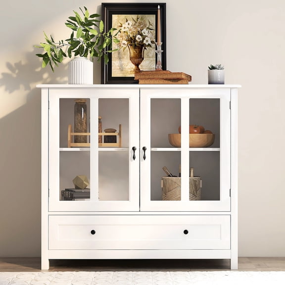 Double glass doors for display and protection - Showcase your collections in the living room or store tableware in the kitchen