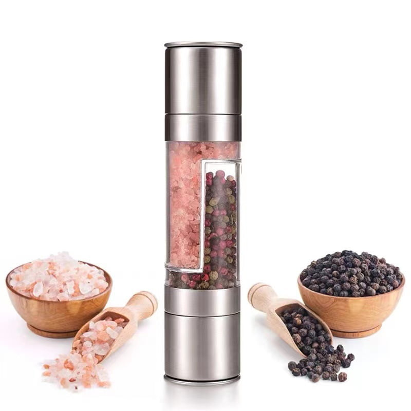 Double-head manual stainless steel grinder black pepper sea salt grinder kitchenware seasoning bottle