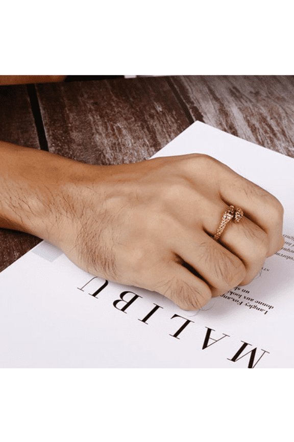 Double-headed Snake Ring Retro Personality Snake-shaped Retro Hipster Index Finger Pumk 14K White Gold Ring Chic Style