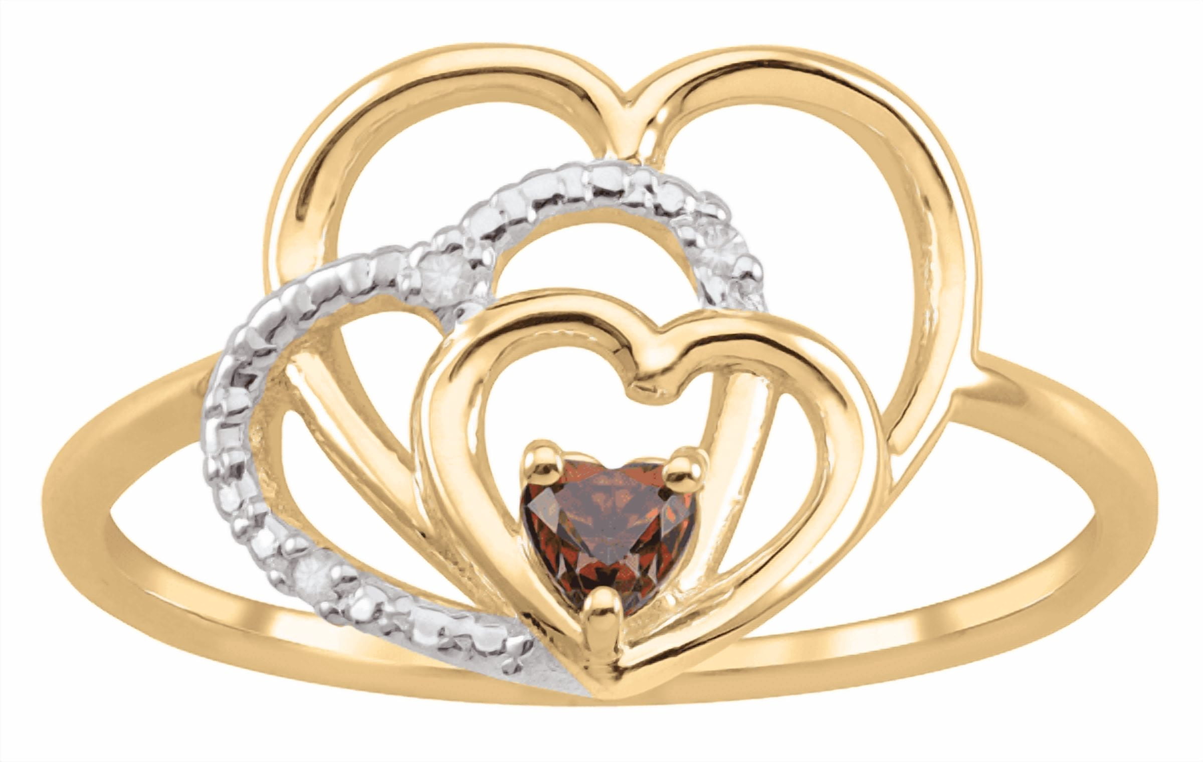 Double Heart Personalized Ring in Gold Plated Sterling Silver by Jewlster