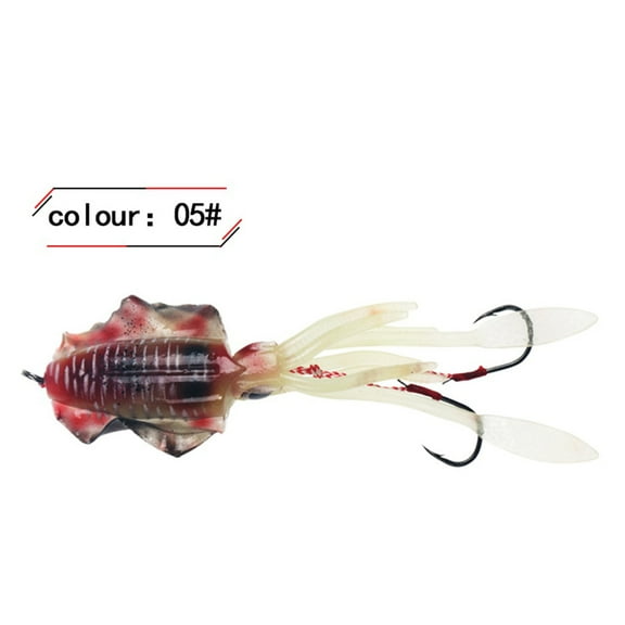 Double-hook Sea fishing squid bait soft bait biomimetic simulation squid 15cm 60g boat fishing squid fake bait lure octopus