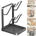 thumbnail image 1 of Double-layer Kitchen Rack - Thick Carbon Steel Pot Lid Holder & Utensil Holder with Drain Pan, Kitchen Countertop Organizer Suitable for Stovetop Cooking Use(Gray 2 Layer), 1 of 9