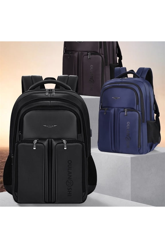 Double-layer Large Capacity Backpack Nylon Stitching,Black BB1020