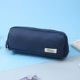 thumbnail image 1 of Double-layer Pencil Case - Korean Japanese Style Cloth Stationery Storage Box, Pen Container, Durable Fabric Pencil Bag with Large Capacity for Pens and Markers, 8.66*1.96*3.14in, Navy, 1 of 5