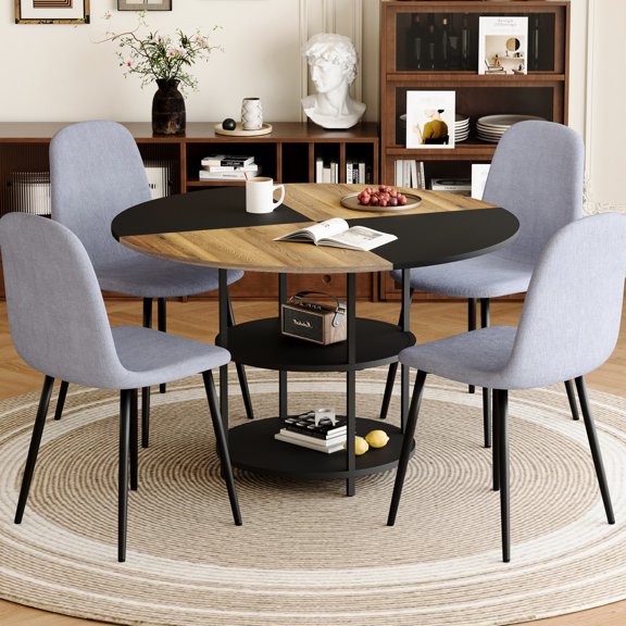 Double-layer Storage Table for Tableware and Books / Keep Dining Area Organized