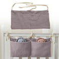 thumbnail image 1 of Double-layer cotton bedside storage bag light purple: Baby Nursery Organizer for Clothing Toys Hanging Storage Bag 5 Pockets Bedside Caddy Pockets Bedside Storage Bag Caddy Hanging Organization, 1 of 9