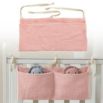 Double-layer cotton bedside storage bag pink: Baby Nursery Organizer for Clothing Toys Hanging Storage Bag 5 Pockets Bedside Caddy Pockets Bedside Storage Bag Caddy Hanging Organization for Baby