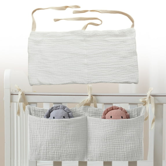 Double-layer cotton bedside storage bag white: Baby Nursery Organizer for Clothing Toys Hanging Storage Bag 5 Pockets Bedside Caddy Pockets Bedside Storage Bag Caddy Hanging Organization for Baby