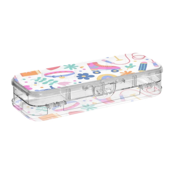 Double-layer transparent PET plastic printed pen case, with freely detachable partitions and snap fastening design. Suitable for study, office and outings. Custom Art