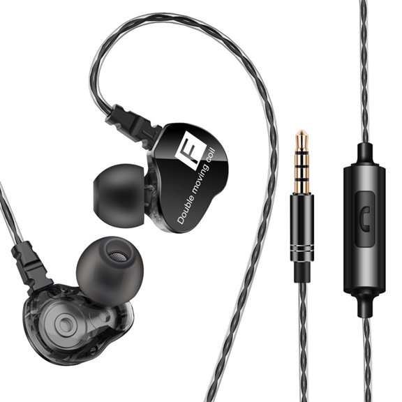 Double moving-coil earphone with wire control