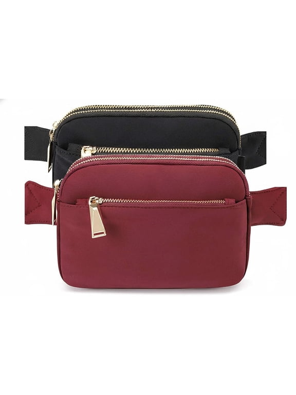 Double-port small square bag with multiple pockets nylon waterproof chest ,outdoor sports running cross-body waist bag for men and women
