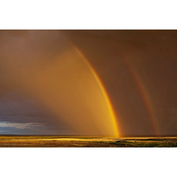 Double rainbow over a prairie field after a storm Val Marie Saskatchewan Canada Canvas Art - Robert Postma Design Pics (17 x 11)