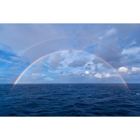 Double rainbow over the Atlantic Ocean Canvas Art - Alan DyerStocktrek Images (35 x 23)
