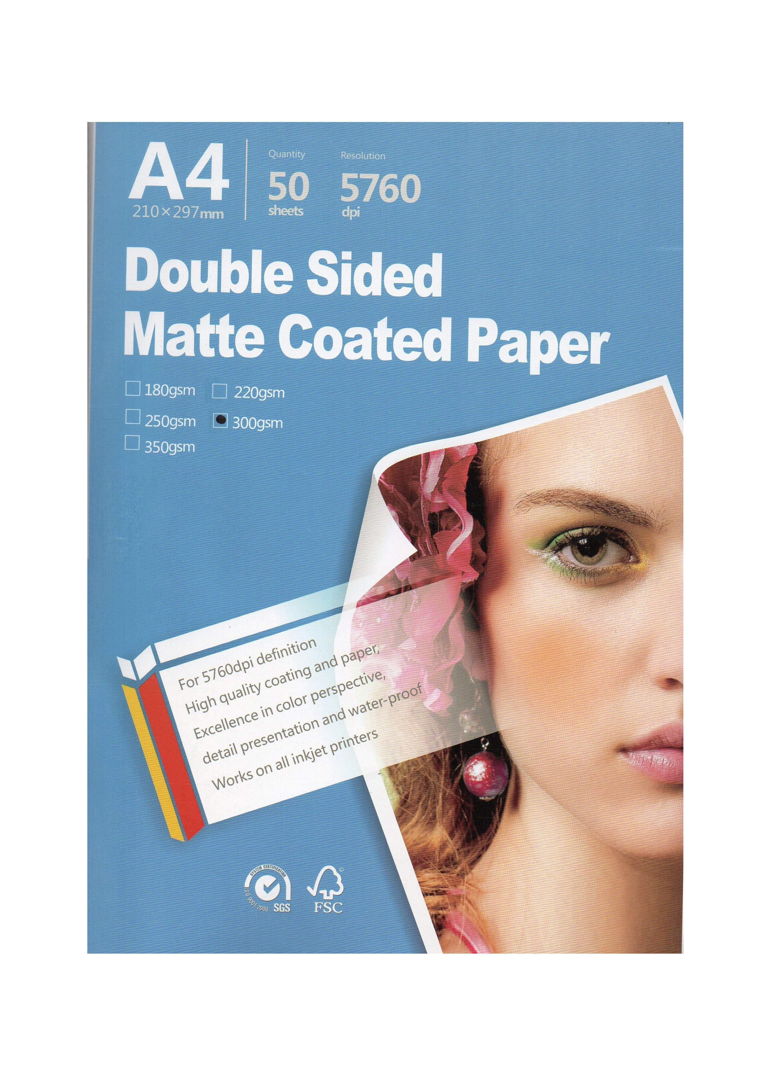 Double side matte all Inkjet printer Photo Paper 8.3"x11.7" A4 Size 50 sheets weight 300gsm for