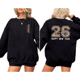 thumbnail image 1 of Double-sided 2026 Happy New Year Theme Gold White Graphic Trendy Tee T Shirt Tops Round-neck long-sleeved Black S-3XL, 1 of 6