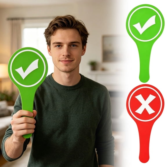 Double-Sided Answer Paddles Interactive Paddles Yes Or No Voting Signs Eye-Catching Handheld True Or False Cards Sturdy Game Props,Activity Indicator Paddles for Quizzes,Games,Events(3.9*7.8")
